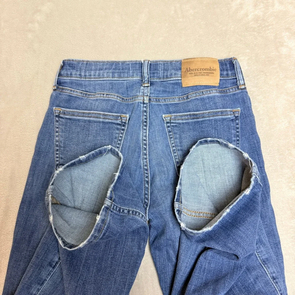 Abercrombie Kids Bootcut Jeans Girls 11/12 Blue Medium Wash Stretch Y2K Casual